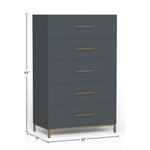 Madelyn Five Drawer Chest, Slate Gray