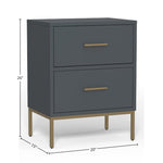 Madelyn Two Drawer Nightstand, Slate Gray