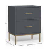 Madelyn Two Drawer Nightstand, Slate Gray
