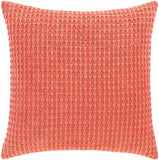 Solvang Textured Coral Cotton Square Throw Pillow
